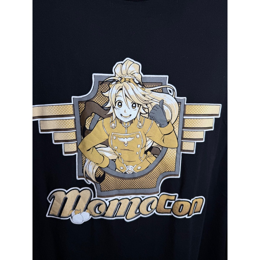 MomoCon Anime Convention Graphic T-Shirt Mens XL Black Next Level Apparel Tee